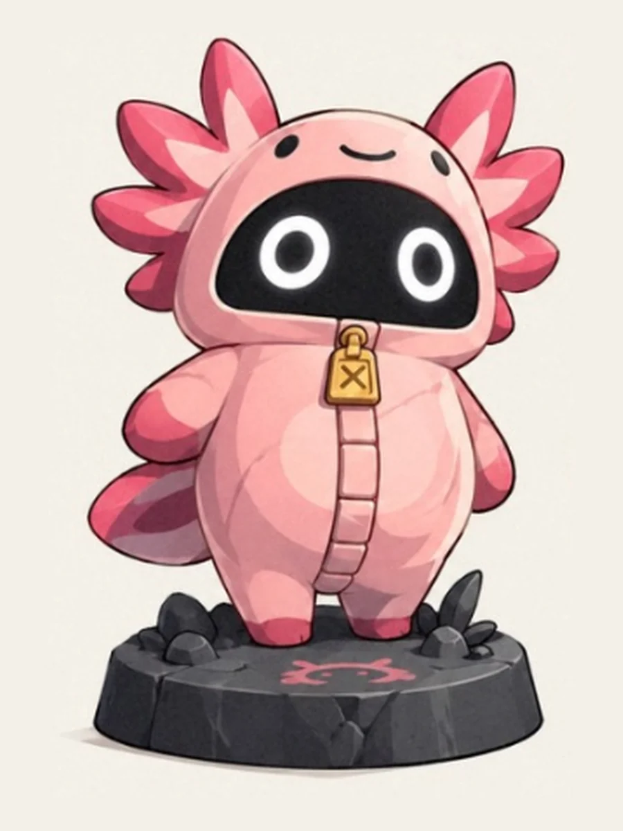 Personaje axolotl: foto original